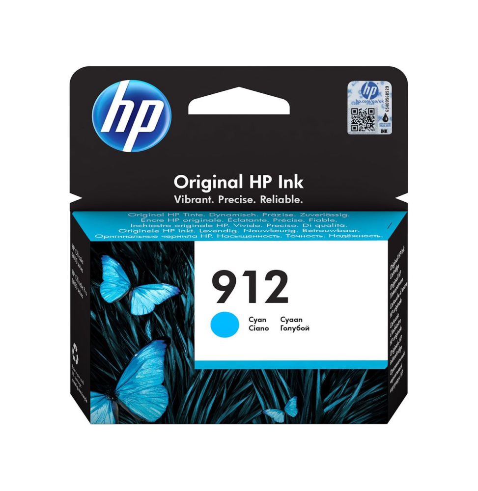 HP 912 Cyan - Cartouche d'encre HP d'origine (3YL77AE) PRIX MAROC