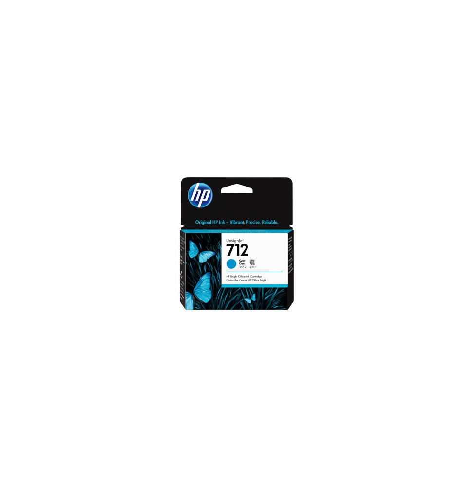 HP 712 Cyan - Cartouche d'encre HP d'origine (3ED67A) PRIX MAROC